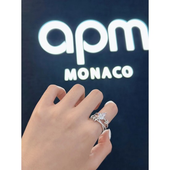 新品 APM Monaco 三层梨形 时来运转 圈圈戒指 送女友 礼物