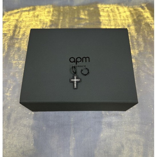 [新品] APM Monaco不对称黑色十字架耳环个性前卫耳环女礼物