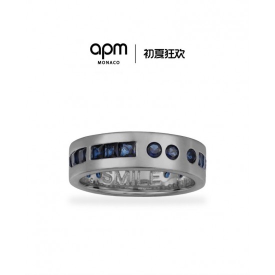 Hl76950 [新品] APM Monaco SMILE摩斯密码戒指时尚经典款情侣礼物海军蓝