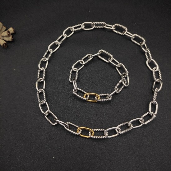 Hl65B40David Yurman 麦迪逊链式项链，分色、银色、黄金色三款。长度46cm延迟链 分色