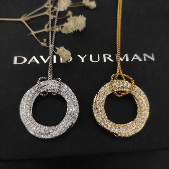 Hl65A10David Yurman 30mm圆形满钻项链。 链条粗1.5mm，长度90cm可调节编号DYXL-045   DYXL-046