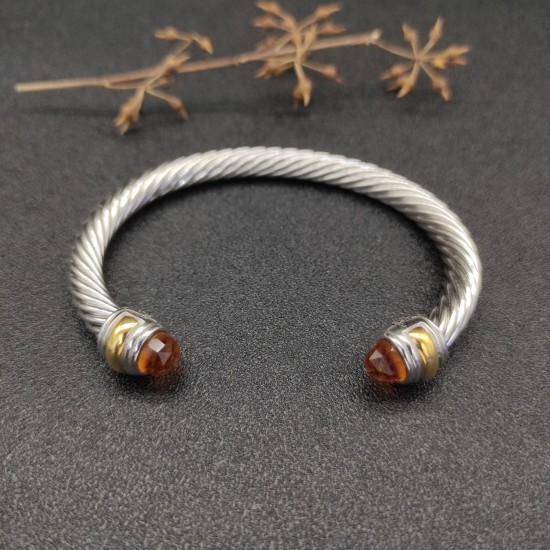 Hl76A20David Yurman 7mm分色双钻头香槟钻手镯。建议适合佩戴的手围16-20cm