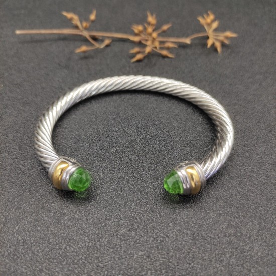 Hl76A20David Yurman 7mm分色双钻头浅绿钻手镯。建议适合佩戴的手围16-20cm