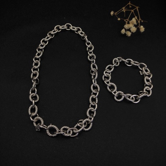 Hl7B80David Yurman 12mm纽线项链银色项链。长度44cm延迟链