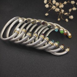 Hl76A20David Yurman 7mm分色双钻头手镯 。紫钻、红钻、蓝钻、黑钻、黄钻、深绿钻、浅绿钻、香槟钻、褐色钻珍珠十个款式。建议适合佩戴的手围15-20cm