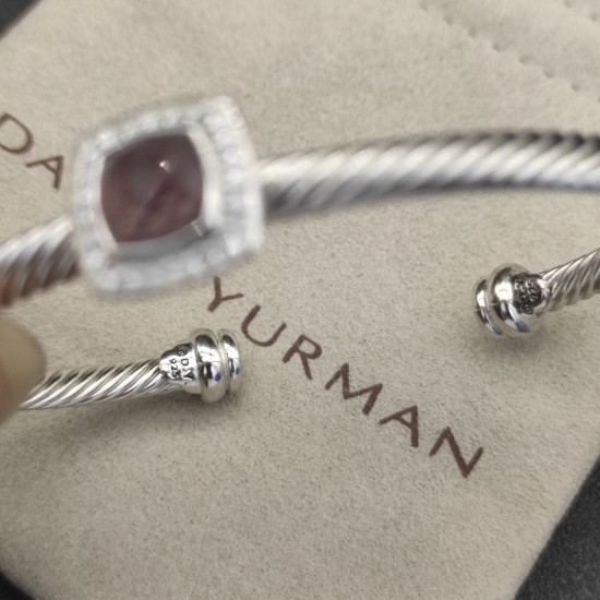 Hl76A00David Yurman 4mm四方钻纽线白玛瑙手镯。建议适合佩戴的手围15-20cm