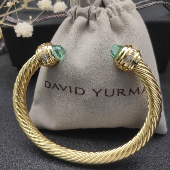 Hl76A20David Yurman 7mm金色镶嵌石蓝钻头手镯。建议适合佩戴的手围16-20cm