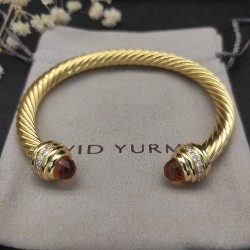 Hl76A20David Yurman 7mm金色镶嵌石香槟钻头手镯。建议适合佩戴的手围16-20cm