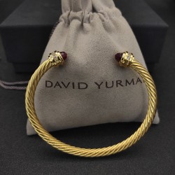 Hl76900David Yurman 5MM金色带钻红钻手镯。建议适合佩戴的手围15-20cm