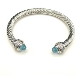 Hl76A20David Yurman 7mm镶嵌石蓝钻头手镯。建议适合佩戴的手围16-20cm