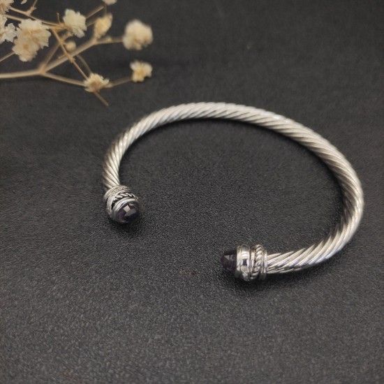 Hl76900David Yurman 5mm旋转镶嵌钻紫钻手镯。建议适合佩戴的手围15-20cm