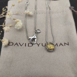 Hl76950David Yurman 8mm主石四爪黄宝石项链。链条粗1.5mm，长度45+5cm延迟链