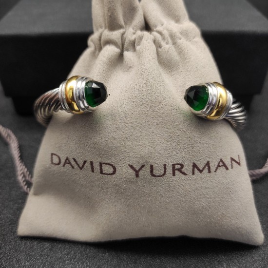 Hl76A20David Yurman 7mm分色双钻头深绿钻手镯。建议适合佩戴的手围16-20cm