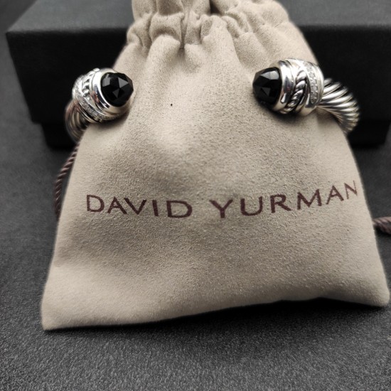 Hl76A20David Yurman 7mm旋转头黑钻头手镯。建议适合佩戴的手围16-20cm