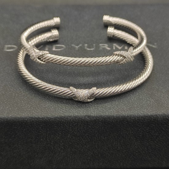 Hl75900David Yurman 4mm满钻X手镯。单X和双X两个款式。建议适合佩戴的手围15-20cm  单X手镯