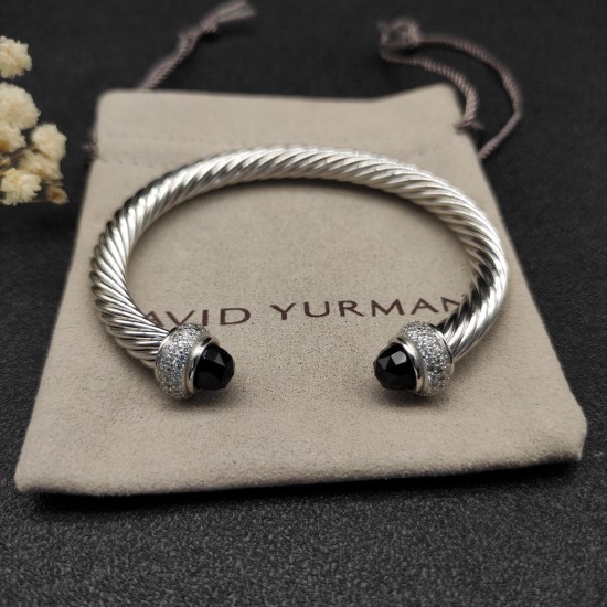 Hl87A20David Yurman 7mm满钻黑钻头手镯。建议适合佩戴的手围16-20cm