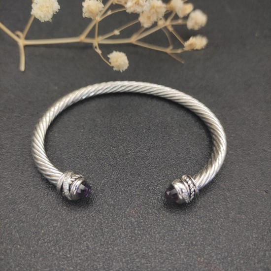 Hl76900David Yurman 5mm旋转镶嵌钻紫钻手镯。建议适合佩戴的手围15-20cm