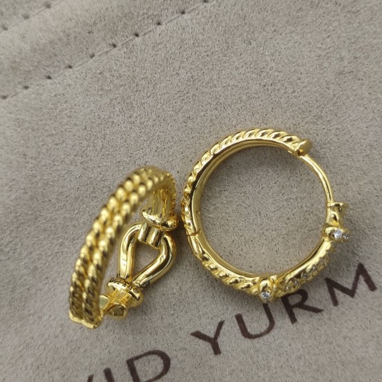 Hl76750David Yurman 黄金色纽线环形耳环