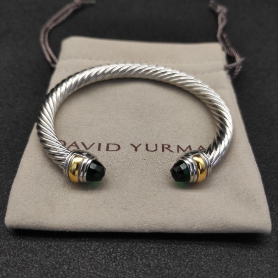 Hl76A20David Yurman 7mm分色双钻头深绿钻手镯。建议适合佩戴的手围16-20cm