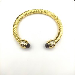 Hl76A20David Yurman 7mm金色镶嵌石紫钻头手镯。建议适合佩戴的手围16-20cm