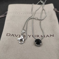 Hl76900David Yurman 8mm主石四爪黑宝石项链。链条粗1.5mm，长度45+5cm延迟链