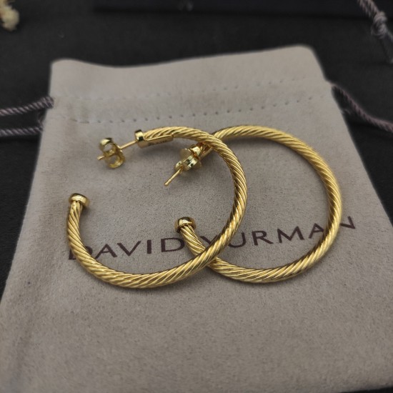 Hl86700David Yurman 单扭线金色大号耳环，内径约4cm