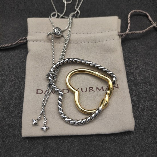 Hl76A10David Yurman 38mm双心项链。银色和分色两款 链条粗1.5mm，长度90cm可调节银色