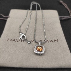 Hl76900David Yurman  主石7mm四方钻项链香槟钻。链条粗1.5mm，长度45+5cm延迟链