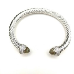 Hl77A20David Yurman 7mm满钻褐色钻头手镯。建议适合佩戴的手围16-20cm