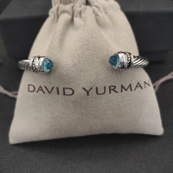 Hl65900David Yurman 5mm旋转镶嵌钻蓝钻手镯。建议适合佩戴的手围15-20cm