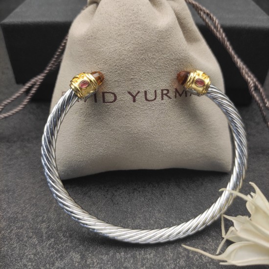 Hl76A00David Yurman  5MM金头菱角香槟钻手镯。建议适合佩戴的手围15-20cm