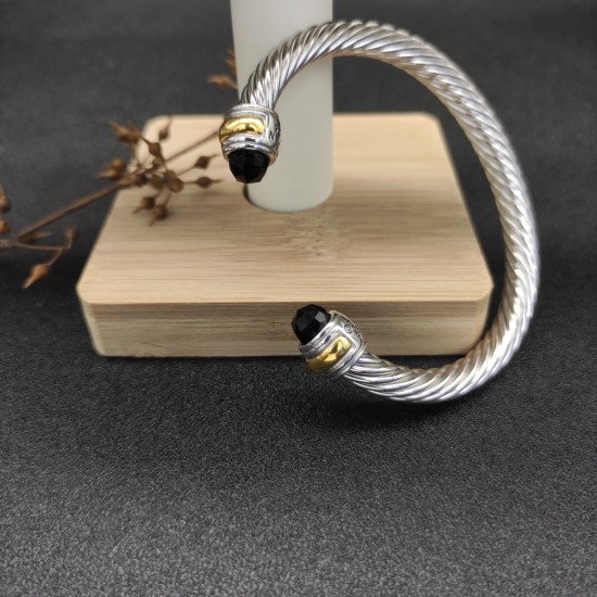 Hl77A20David Yurman 7mm分色双钻头黑钻手镯。建议适合佩戴的手围16-20cm