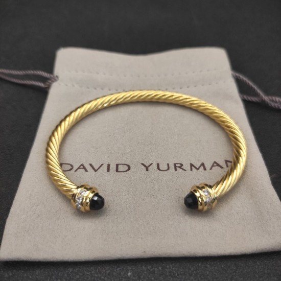 Hl76900 David Yurman 5MM金色带钻黑钻手镯。建议适合佩戴的手围15-20cm