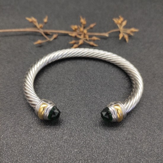 Hl76A20David Yurman 7mm分色双钻头深绿钻手镯。建议适合佩戴的手围16-20cm