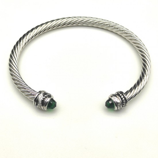 Hl75900David Yurman 5mm旋转镶嵌钻深绿钻手镯。建议适合佩戴的手围15-20cm