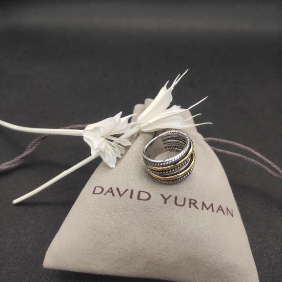 Hl75750David Yurman 纽线双圆柱分色戒指，紫钻，蓝钻，黑钻，绿钻，香槟钻 尺寸：美号，6-7-8-9，四个号