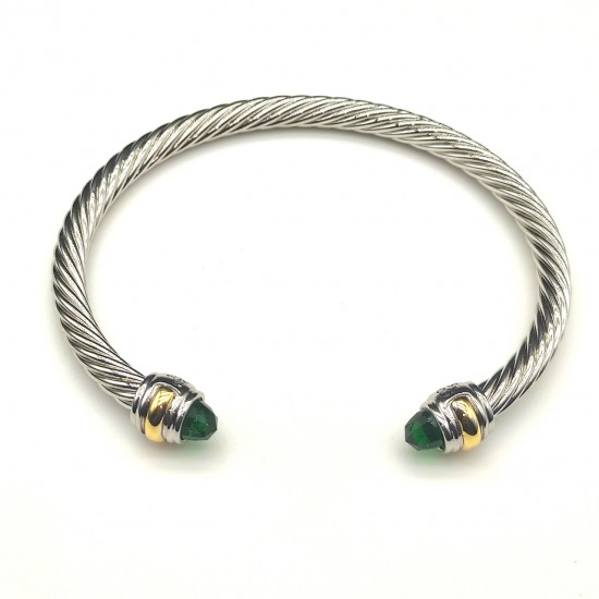 Hl65900David Yurman 5mm双钻头深绿钻手镯 。建议适合佩戴的手围15-20cm