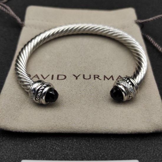 Hl76A20David Yurman 7mm旋转头黑钻头手镯。建议适合佩戴的手围16-20cm