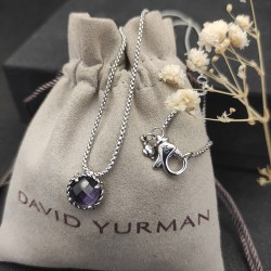 Hl86900David Yurman 8mm主石四爪紫宝石项链。链条粗1.5mm，长度45+5cm延迟链