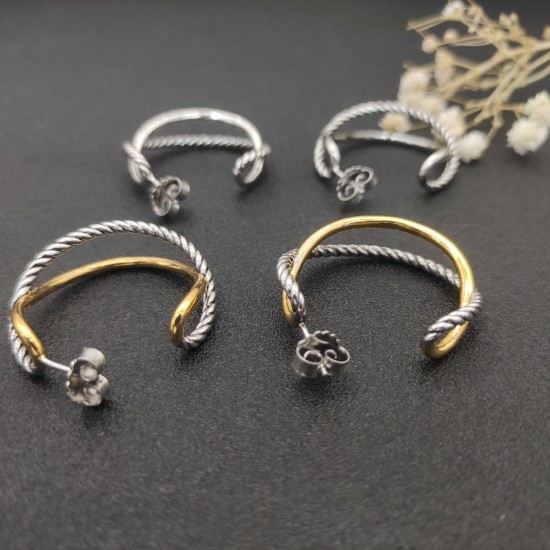 Hl76700 David Yurman 交叉扭线耳环，分色合银色两款，内径约2.5cm 分色