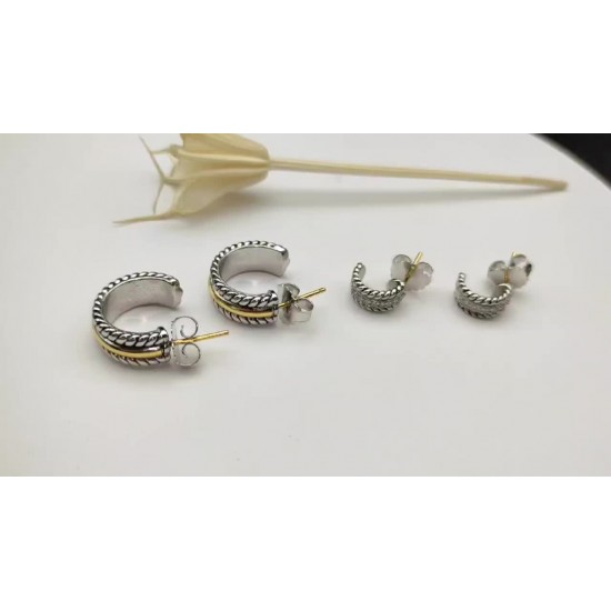 Hl76800David Yurman    11.4mm银色带钻半环耳环。编号 DYEH-071 15.6mm分色半环耳环 编号 DYEH-071