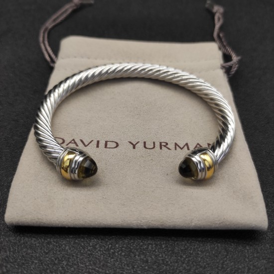 Hl76A20David Yurman 7mm分色双钻头褐色钻手镯。建议适合佩戴的手围16-20cm