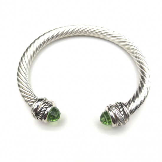 Hl76A20David Yurman 7mm旋转头浅绿钻头手镯。建议适合佩戴的手围16-20cm