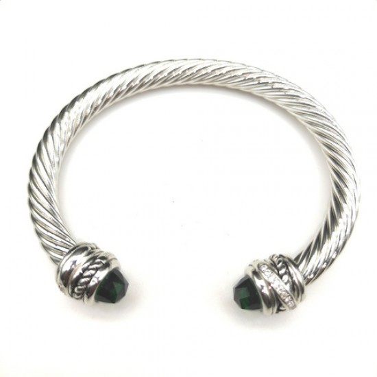 Hl76A20David Yurman 7mm旋转头深绿钻头手镯。建议适合佩戴的手围16-20cm