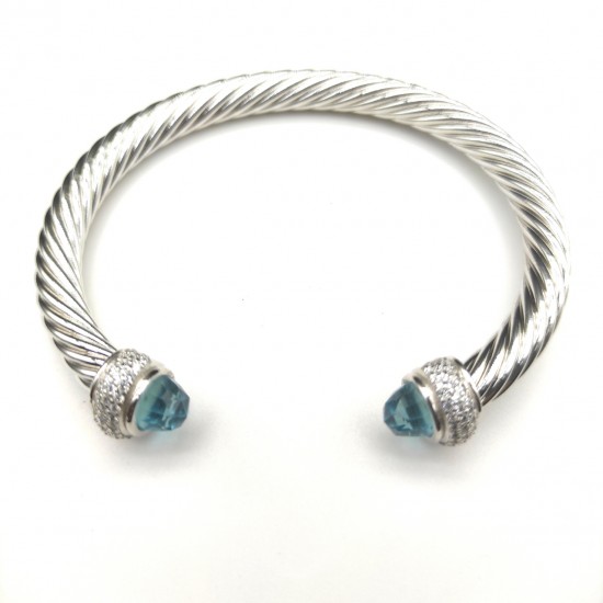 Hl87A20David Yurman 7mm满钻蓝钻头手镯。建议适合佩戴的手围16-20cm