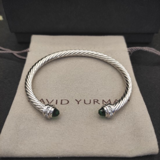 Hl65900David Yurman 5mm镶嵌石深绿钻头手镯。建议适合佩戴的手围15-20cm