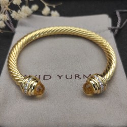 Hl76A20David Yurman 7mm金色镶嵌石黄钻头手镯。建议适合佩戴的手围16-20cm