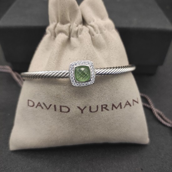 Hl76A00David Yurman 4mm四方钻纽线绿钻手镯。建议适合佩戴的手围15-20cm