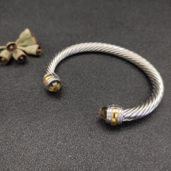 Hl76A20David Yurman 7mm分色双钻头褐色钻手镯。建议适合佩戴的手围16-20cm