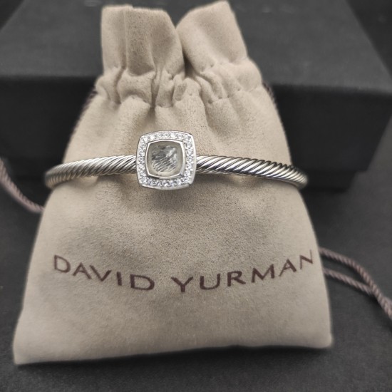 Hl76A00David Yurman 4mm四方钻纽线白钻手镯。建议适合佩戴的手围15-20cm